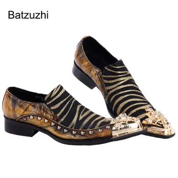  Batzuzhi Lüks Resmi Erkekler Elbise Ayakkabı Deri Metal İpucu Spike Çivili erkek Akşam Düğün Parti Ayakkabı Artı Boyutu US12
