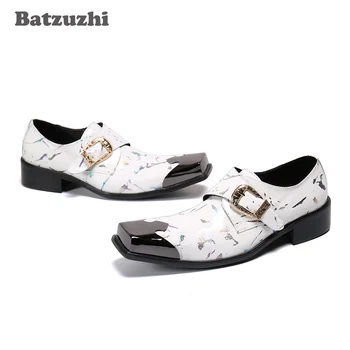  Batzuzhi Marka Yeni erkek ayakkabıları Kare Ayak Hakiki Deri Elbise Ayakkabı Erkekler Beyaz Iş / Parti / Düğün Ayakkabı Erkekler, Boyutları EU38-46!