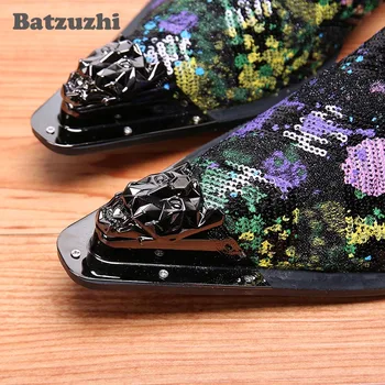  Batzuzhi moda erkek ayakkabısı Resmi elbise Ayakkabı Sivri Metal Ucu parti ayakkabıları Erkekler Oxfords zapatos de hombre, büyük Boyutları US6-12