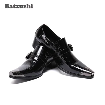  Batzuzhi Siyah erkek resmi ayakkabı Moda erkek ayakkabısı Sivri Metal Ucu Deri Elbise Ayakkabı Erkekler üzerinde Kayma Zapatos Hombre, büyük Boy