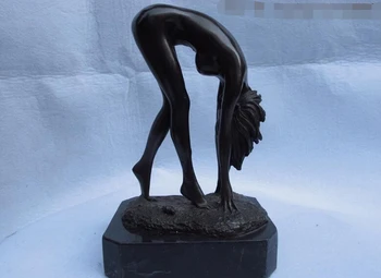  Batı klasik Bakır Bronz Mermer oyma Çıplak Güzellik Kız vücut sanatı heykeli Bakır bahçe dekorasyon