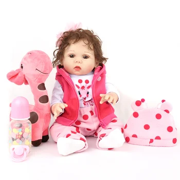  Bebe Reborn 45 cm Tam Silikon Vücut Reborn Bebekler Gerçekçi Toddler Kız Vinil Bebek Bebek peluş oyuncak ve Aksesuar ile Boneca Bebe
