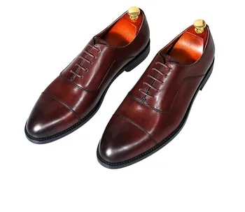  Brogue erkek ayakkabısı Goodyear İngiliz Tarzı Nefes Derby Oxfords Örgün Düğün gelin ayakkabıları