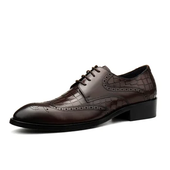  Büyük Boy EUR45 Serpantin Siyah / Derin Kahverengi Goodyear Oxfords Hakiki Deri Elbise Ayakkabı Erkek iş ayakkabısı