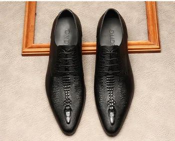  Büyük Boy EUR45 Siyah / Kahverengi / Şarap Kırmızı Iş Elbise Ayakkabı Hakiki Deri Düğün Ayakkabı Erkek Resmi Balo ayakkabı