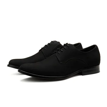  Büyük boy EUR45 siyah sosyal elbise ayakkabı Nubuk deri Erkek iş ofis ayakkabı