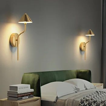  Büyük oturma odası deco LED duvar lambası Mantar gölge endüstriyel bakır duvar fikstür Villa yatak odası LED şerit duvar ışık kapalı lamba