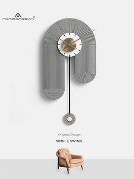  Büyük Sarkaçlı saat Ahşap duvar Saati Modern Tasarım Yaratıcı Sessiz Saatler Mekanizması Metal Oturma Odası Dekorasyon Hediye Fikirleri