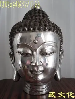  Dekore Toplamak Tibet Budist bronz SHAKYAMUNİ buda heykeli başkanı 22 cm 2.5 kg Düğün bakır Dekorasyon gerçek Pirinç