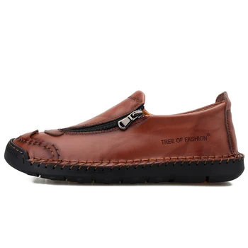  Deri Erkek Tekne Ayakkabı Ofis Lüks marka Tasarım El Dikiş Slip - On Erkek Loafer'lar Rahat Sürüş Moccasins ış erkek ayakkabısı