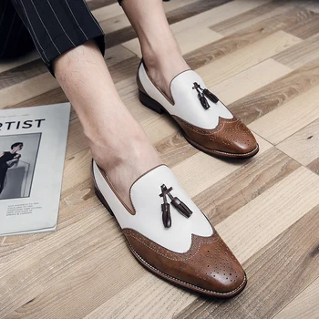  Deri Resmi Ayakkabı Moda deri ayakkabı Erkekler İçin Rahat Adam Erkek İtalyan Moccasins Erkek Elbise Hippi Loafer'lar erkek