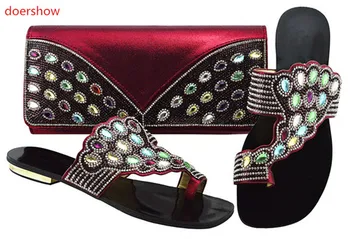  Doershow sıcak satış Afrika Kadınlar için Eşleşen İtalyan Tasarım Ayakkabı ve çanta seti Düğün İtalyan Ayakkabı ile Eşleşen çanta seti !BF1-1