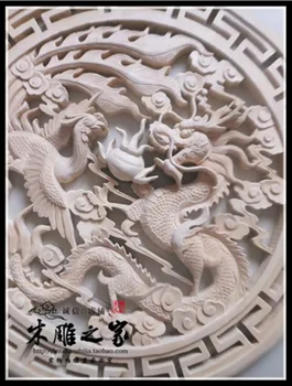  Dongyang ahşap oyma antika Çin phoenix inci kolye asılı yuvarlak oturma odası dekorasyon el yapımı ahşap