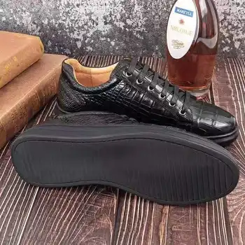  En Kaliteli Hakiki gerçek timsah göbek cilt timsah deri erkek sneaker loafer ayakkabılar ınek derisi linining ücretsiz gemi