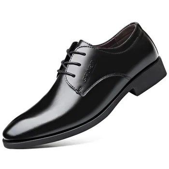  Erkek iş ayakkabıları, resmi İngiliz ve Kore düğün ayakkabıları, siyah çok yönlü rahat ayakkabılar, yumuşak üst çok yönlü rahat düğün