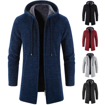  Erkek Kış Ceket Orta uzunlukta Rüzgarlık Ceket Moda Hırka Kalın Artı Boyutu Rüzgarlık Erkek yün paltolar Kapüşonlu Ceket