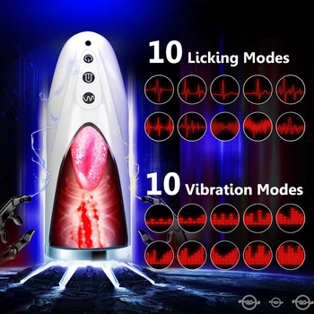  Erkek Masturbator Fincan Cep Pussy Gerçekçi Dil ve Ağız Vajina Otomatik Oral Seks Stroker Titreşimli Elektrikli Oral Seks Oyuncak