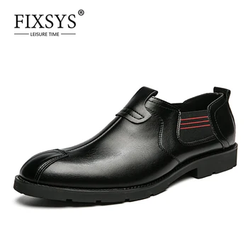  FIXSYS Deri Erkek Elbise Loafer'lar Moda Slip-on günlük erkek resmi ayakkabı Retro Erkek Düğün Resmi ayakkabı Erkek Ofis Oxford Ayakkabı