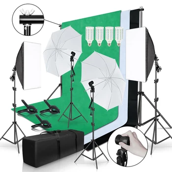  Fotoğraf Stüdyosu Aydınlatma Kiti 2x3 M arka plan çerçevesi İle 3 Adet Zemin fotoğraf ışığı Softbox Yansıtacak Şemsiye Tripod Standı