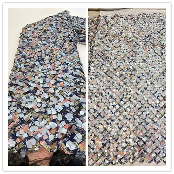  Fransız dantel kumaş Afrika net dantel payetler İle yüksek kaliteli Nakış Resmi elbise için SYJ-38888 5 yards / pcs4