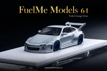  Fuelme 1: 64 Kasım 2021'de Eski Ve Yeni Porsche 997 RWB GT Gümüş Ve Bordo Turuncu Reçine Model Araba Stoğu