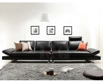  Gerçek deri kanepe kesit oturma odası kanepe köşe ev mobilya kanepe 4-seater fonksiyonel arkalığı modern paslanmaz çelik bacak