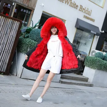  Giysi 2020 Kore Tilki Gerçek Kürk Parka Kış Ceket Kadınlar Manteau Femme A022 YY2062