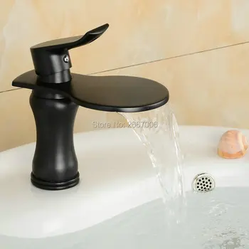  GIZERO Yüksek Kalite Banyo Şelale Mikser Siyah Bronz Lavabo Musluk Güverte Üstü Sıcak ve Soğuk Su ıle GI659