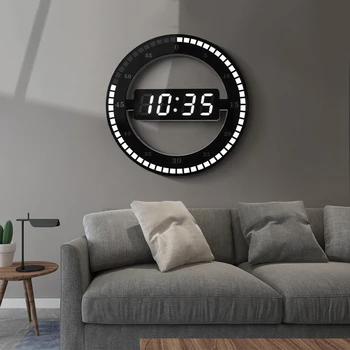  GTBL Elektronik Saat 3D Hollow LED Dijital Otomatik Ayar Parlaklık Yuvarlak Ev duvar saati İle ABD Plug Siyah Plastik