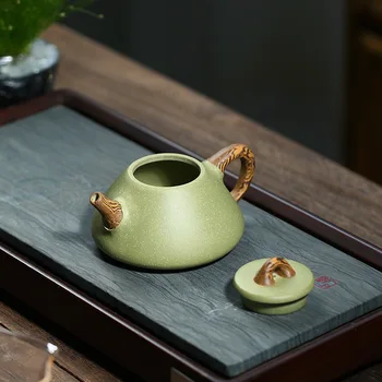  Ham Cevher Koyu Yeşil Çamur su ısıtıcısı El Yapımı Mor Kil Demlik Çin Çay Töreni Yixing Butik Demlik Özelleştirilmiş Hediyeler 260 ml