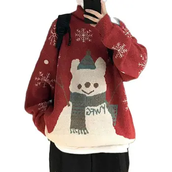  Ins kazak yeni yıl kalınlaşmış kış çift ceket Hong Kong Tarzı gevşek tembel Noel Kazak moda 4 renk Mevcuttur