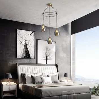  ıskandinav avrupa led kristal led cam küre avize asılı ışıklar modern led avize halka lamba yatak odası salon
