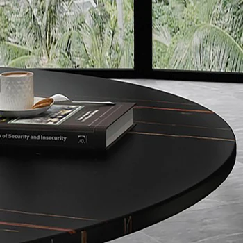  Italyan kaya kurulu yemek masası ve sandalye kombinasyonu modern minimalist ışık lüks yuvarlak masa high-end villa tasarımcı ev