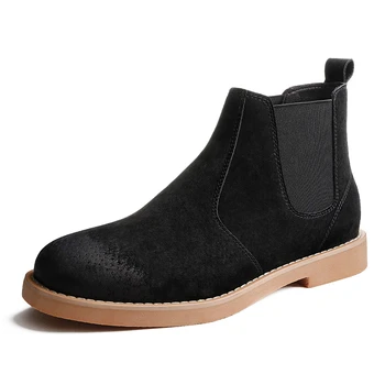  İngiltere stil erkek moda chelsea çizmeler hakiki deri ayakkabı açık havada kovboy çizme bahar sonbahar ayak bileği botas masculinas zapatos
