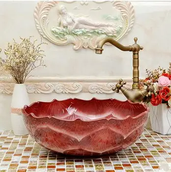  Jingdezhen sanat sahne lavabo lavabo Japonya ve Güney Kore serisi sahne havzası-mor lotus