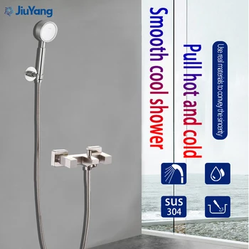  JİUYANG 304 paslanmaz çelik Banyo duş Bataryası Seti Çift Saplı Yağış 8 
