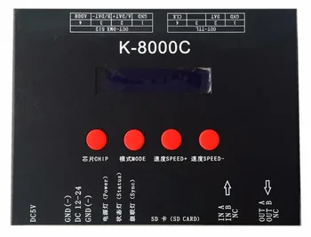  K-8000C, SD kart LED piksel denetleyici; off-line; SPI sinyal çıkışı:1024 piksel * 8 port=8192 piksel