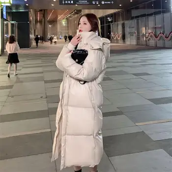  Kadın Giyim Gevşek Kalınlaşmak Kapşonlu Kış Palto Boy Uzun Kış Kadın Ceket Parkas Yastıklı Aşağı Sıcak Pamuk Ceket HK457