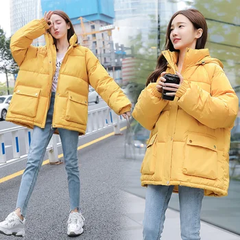  Kadın Kapüşonlu Mont Giyim Artı Boyutu Ceketler Parka Giyim Yeni Kore Tarzı Aşağı Kadın Puffer Kış Kadın Kısa Ceket Ceket