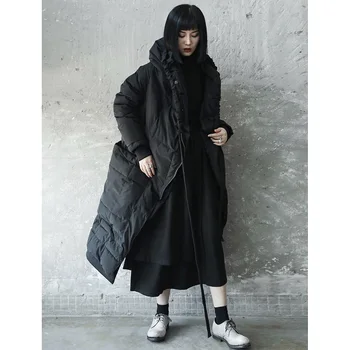  Kadın Pamuk Parker Mont Ceketler Gotik Tarzı Giyim Siper Kış Toz Kadın Mont Rüzgarlık Siyah Siper Kalınlaşmak
