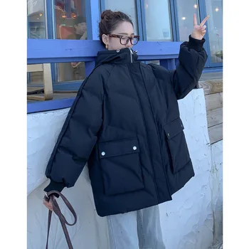  Kadın pamuklu kapüşonlu ceket, Sonbahar Ve Kış İçin Yüksek Kaliteli Sıcak Ceket 2021 Kalınlaşmak Kısa Rahat Düğmeler Gevşek Moda