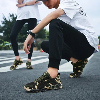  Kamuflaj Ayakkabı erkek ve kadın Ayakkabı Bahar ve Yaz Uçan Dokuma Örgü Askeri Eğitim Yaz Sneaker Dans Caz Ayakkabı