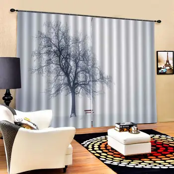  Karartma perdesi Lüks Karartma 3D Pencere Perdeleri Oturma Odası Yatak Odası İçin Özelleştirilmiş boyutu sis ağacı perdeleri yatak odası için
