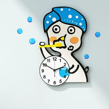  Karikatür İskandinav duvar saati Güzel Çocuk Basit Hayvan Büyük Modern duvar saati Akrilik Sessiz Reloj De Pared Odası Dekor DM50WC