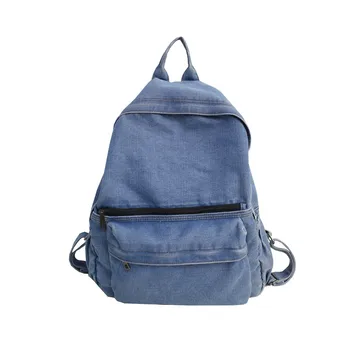  Kovboy çantası retro Kore rahat basit sırt çantası kadın çantası erkek çift üniversite öğrencisi mavi seyahat sırt çantası