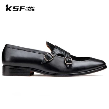  KSF AYAKKABI Loafer'lar Elbise erkek ayakkabısı Lüks Tasarımcı Orijinal Moda Patent Deri erkek ayakkabısı Ofis Iş Resmi Ayakkabı Erkekler için