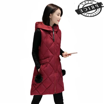  Kış 2021 Yeni Yelek Kadın Yelek Moda Kadın Kolsuz Ceket Bayanlar Kapşonlu Sıcak Uzun Ceket Abrigo Mujer LWL21a