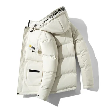  Kış Ceket Erkekler Moda Workwear Yeni Stil Genç Kirpi Ceket Kısa Kalınlaşmak Açık Sıcak Beyaz Ve Siyah Kaz tüyü mont