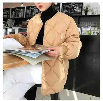  Kış Moda Dış Giyim günlük ceketler Katı Tops Tüm Maç Basit Taze Şık Sıcak Kadın Ceket Gevşek Kalınlaşmak