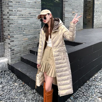 Kış Pamuk Yastıklı Ceketler Mont kadın Uzun Diz Gevşek Kapşonlu Sashes Kore Artı Boyutu Kalınlaşmış Sıcak Giyim Parka